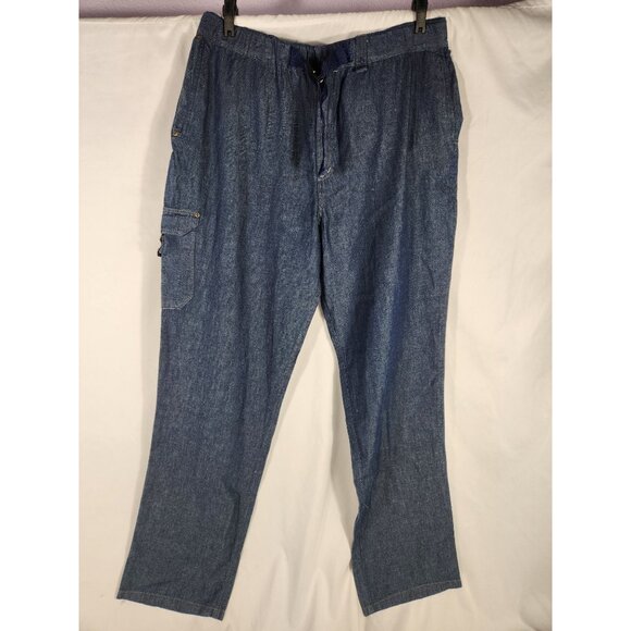NWT Cool Chef by Happy Chef Pants Denim Look Adj. Comfort Waist Workwear XL - Picture 1 of 8